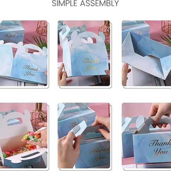 HONEYGIFTS 16-Pack Light Blue Treat Boxes – Party Favor Boxes 6.1" x 3.5" x 3.3" - Picture 4 of 5
